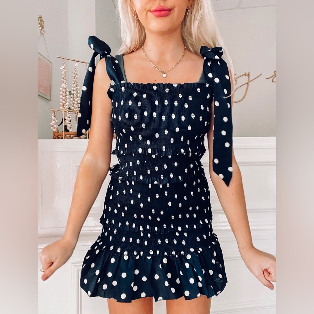 Boutique Navy and White Polka Dot MiniDress